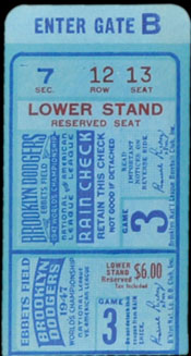 1947 World Series ticket - Ebbets Field